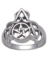 Arched Pentacle Sterling Silver Ring