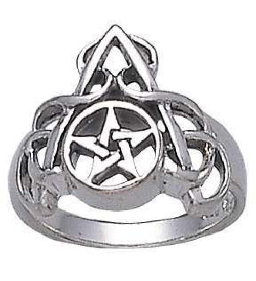 Arched Pentacle Sterling Silver Ring