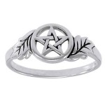 Oak Leaf Pentacle Sterling Silver Ring