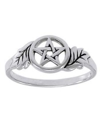 Oak Leaf Pentacle Sterling Silver Ring