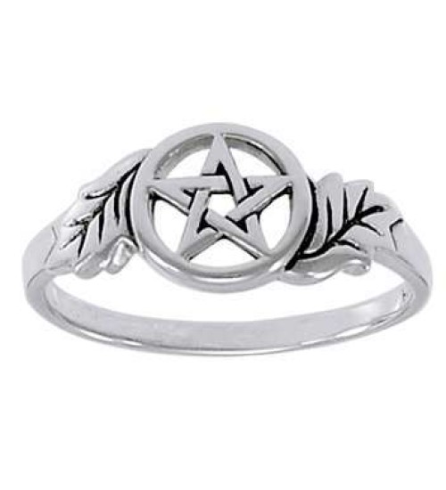 Oak Leaf Pentacle Sterling Silver Ring