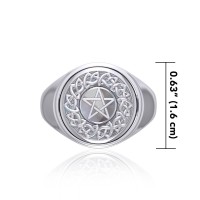 Celtic Pentacle Moonstone Flip Ring