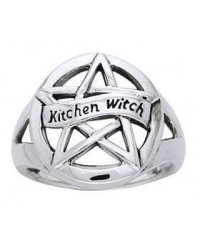 Kitchen Witch Pentacle Sterling Silver Ring