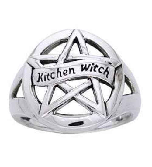 Kitchen Witch Pentacle Sterling Silver Ring