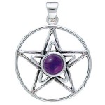 Pentacle in Pentacle Pendant with Gemstone