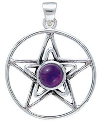 Pentacle in Pentacle Pendant with Gemstone