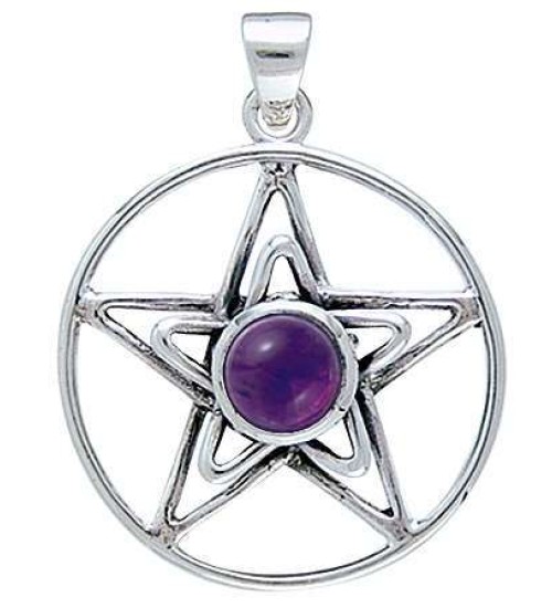 Pentacle in Pentacle Pendant with Gemstone