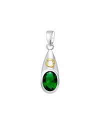 Cancer Zodiac Sign Pendant with Emerald