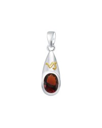 Capricorn Zodiac Sign Pendant with Garnet