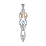 Celtic Goddess Scorpio Zodiac Symbol Pendant with Blue Topaz