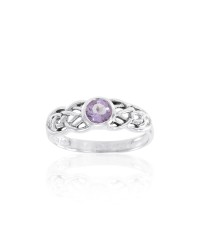 Celtic Knots Silver Ring with Amethyst Gemstone