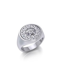 Celtic Pentacle Moonstone Flip Ring