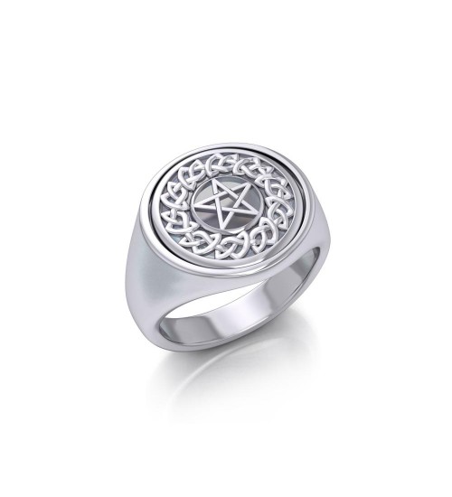 Celtic Pentacle Moonstone Flip Ring