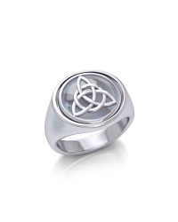 Celtic Triquetra with Rainbow Moonstone Flip Ring