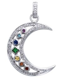 Silver Moon Gemstone Pendant