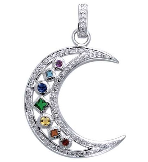 Silver Moon Gemstone Pendant