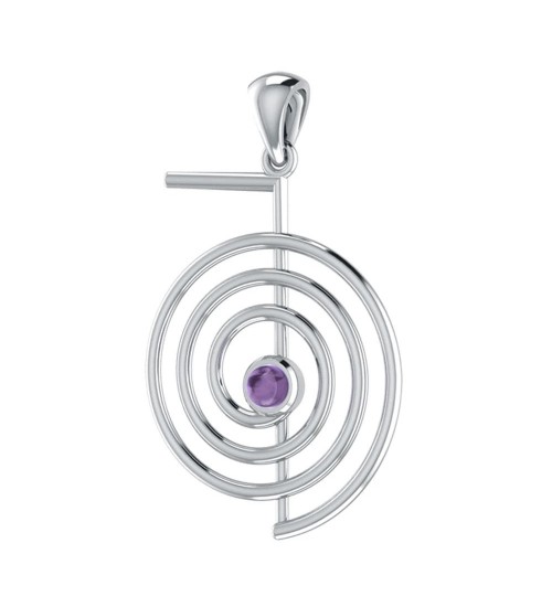 Cho Ku Ray Reiki Silver Pendant with Amethyst Gem