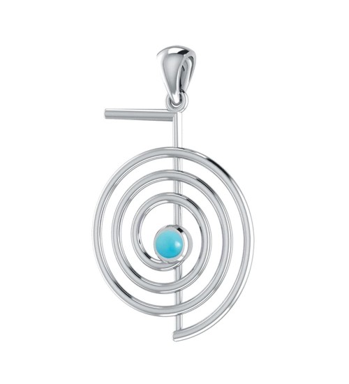 Cho Ku Ray Reiki Silver Pendant with Turquoise Gem