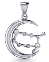 Crescent Moon and Gemini Astrology Constellation Pendant