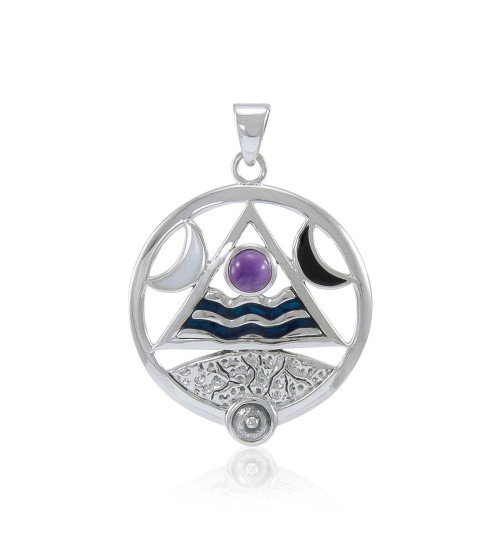 Four Elements Lunar Power Pendant with Amethyst