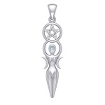 Goddess Pendant with Rainbow Moonstone Gemstone