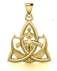 Trinity Goddess Solid Gold Pendant