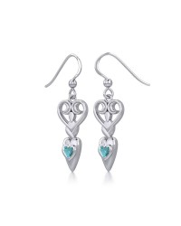 Goddess with Blue Topaz Heart Earrings