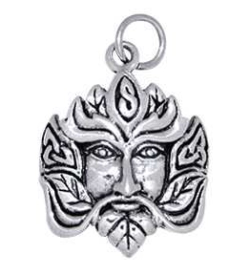 Green Man Sterling Silver Charm