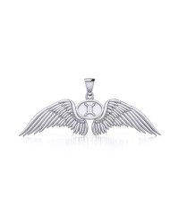 Guardian Angel Wings Pendant with Gemini Zodiac Sign 
