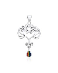 Heart Tree of Life Silver Rainbow Pendant