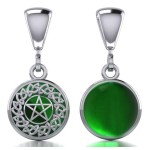 Celtic Hidden Pentacle Sterling Silver Emerald Pendant