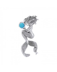 Mermaids Oracle Silver Pendant with Turquoise Gemstone