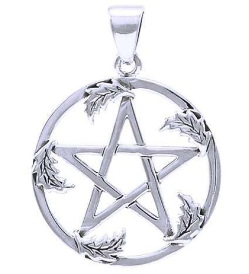 Oak Leaf Pentacle Sterling Silver Pendant