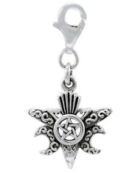 Raven Pentacle Moon Mystical Clip On Charm