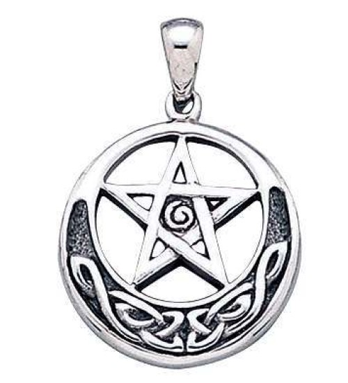 Spiral Pentacle Sterling Silver Pentagram Pendant