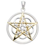 Textured Silver and Gold Pentagram Pendant