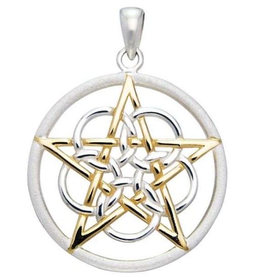 Textured Silver and Gold Pentagram Pendant