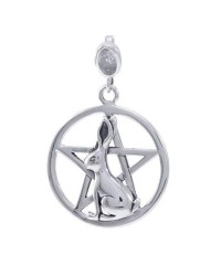 Rabbit Ostara Pentacle Pendant with Gemstone