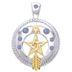 Pentacle Gemstone Sterling and Gold Vermeil Pendant