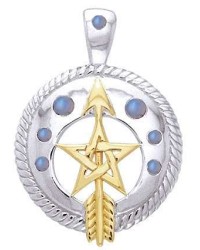 Pentacle Gemstone Sterling and Gold Vermeil Pendant