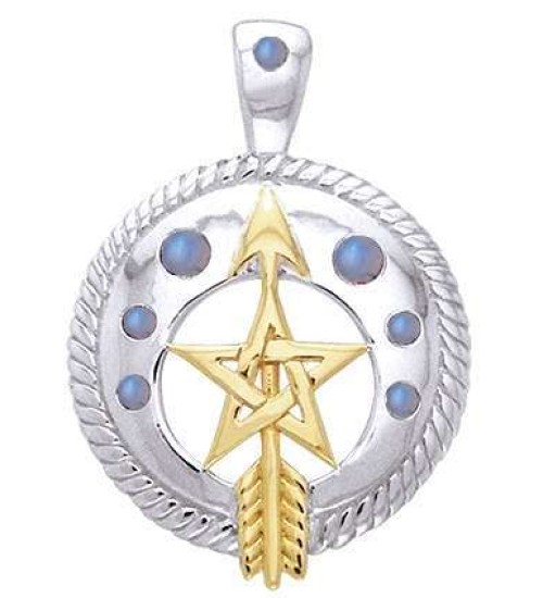 Pentacle Gemstone Sterling and Gold Vermeil Pendant