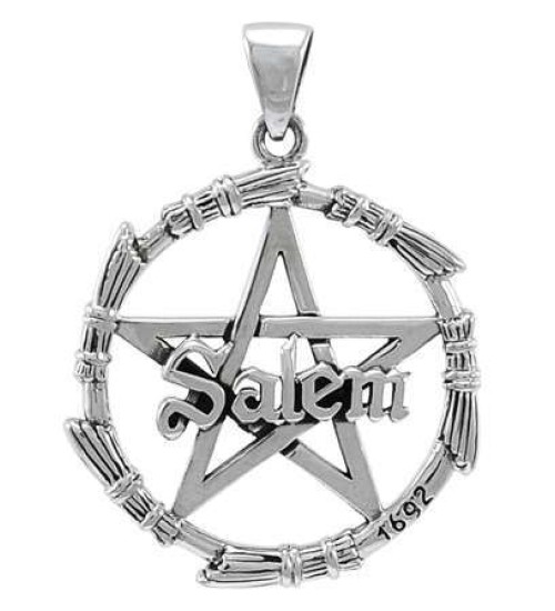 Salem Pentagram Broom Sterling Silver Pendant