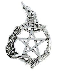 Salem Cat Pentacle Sterling Silver Pendant