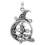 Salem Witch in Moon Sterling Silver Pendant