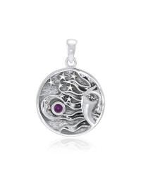 Sun Moon Stars Amethyst Pendant