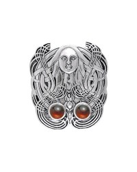 The Mother Goddess Silver Pendant with Garnet