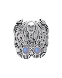 The Mother Goddess Silver Pendant with Rainbow Moonstone