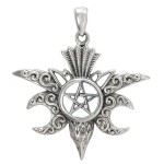 Raven Pentacle Moon Mystical Pendant