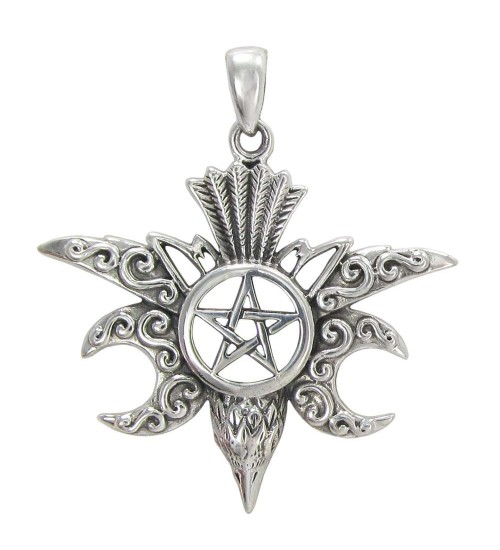 Raven Pentacle Moon Mystical Pendant