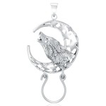 Baying Wolf and Moon Charm Holder Pendant